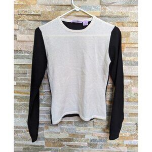 Autumn Cashmere Two Tone Black White Long Sleeve Sweater Womens Small
